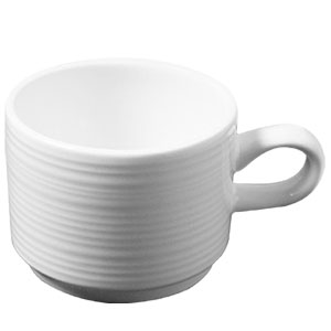 Vertex Latte Cup & Saucer, Bowl Shape, 16oz - White